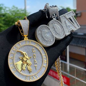 Charms Bling Iced Out Animal Cabra Colgante Para Boy Men Micro Pave 5A Cubic Zirconia CZ Moda Collar Hip Hop Rapper Joyería Regalo 230626