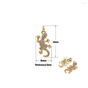 Charms Niedliche Micro-Pave Gecko Anhänger Halskette Tier Charm Amulett Eidechse Statement Schmuck Dame Geschenk DIY Herstellung Disc