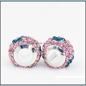 Charms Flower Polymer Clay Crystal Charm Bead 925 Sier Plated Moda Mujer Joyería Estilo europeo para Pandora Pulsera Collar 50 Dhjfw