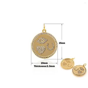 Dijes corazón dorado demonio ojo collar disco amor colgante CZ Pave Cubic Zirconia joyería regalo