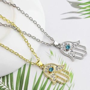 Charmes hamsa main de la chaîne de pendentifs de collier Fatima pour hommes couleurs or de femme en acier inoxydable colliers de palmier turcs bijoux