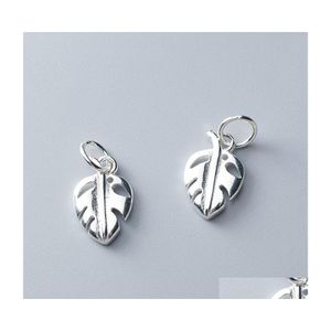 Charms Hollow Out Craftwork Leaf 1M 925 Sterling Sier Fine Pequeños Colgantes Colgantes DIY Mujeres Hombres Hallazgos de joyería para cumpleaños Drop de Dhswn