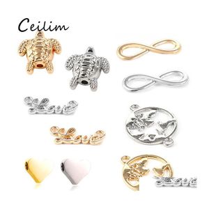 Charms Infinite Love Turtle World Map para la fabricación de joyas Aleación Gold Sier Charm Fit Diy Collares Pulseras Drop Delivery Hallazgos Com Otk91