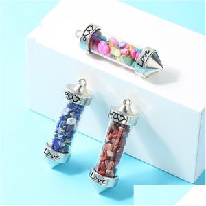 Charmes Jade Gravel Stone Cone Love Wishing Bottle Pendentids for Women Men Bijoux Making DIY Collier Cadeaux Drop Livrot Find Dhgarden Dhhvj