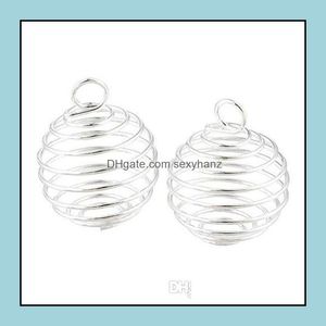 Charmes Bijoux Résultats Composants 100 Pcs / Lot Sier Plaqué Spirale Perle Cages Pendentifs 9X1M Faire Diy Drop Delivery 2021 N15V8