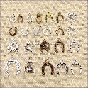 Dijes Accesorios de joyería Componentes 60 piezas de metal para hacer zapatos de herradura de herradura de buena suerte de animales