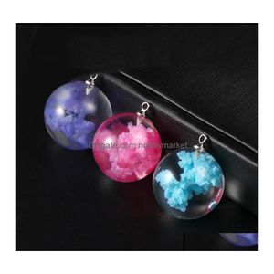 Charms Bijoux Résultats Composants Colorf Résine Transparent Ciel Bleu Blanc Nuage Tige Lune Pendentif Pour Collier Creative Design Ball Dhg2N