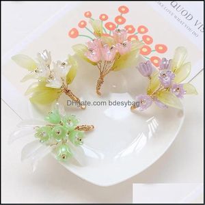 Charmes bijoux résultats composants été Style 10 Pcs/Lot résine fleurs/feuilles décoration à la main tissage lys du Dhcav