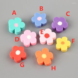 Dijes Kawaii Sprinf flor parte posterior plana resina cabujones Planar arcilla polimérica botón Floral parche pegatina adornos decoración 10 Uds