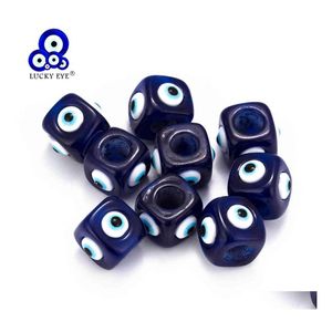 Charms Lucky Blue Evil Eye Résine Square Spacer Perles Pour Collier Bracelet Bijoux Fabrication Accessoires Ey6108 Drop Livraison Résultats Dh9Ld