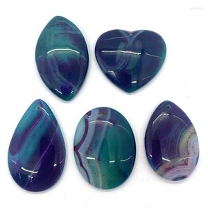 Dijes collar con colgante de rayas de ágata azul Natural con gema de gotas de agua geométricas para hacer joyas DIY 5 uds