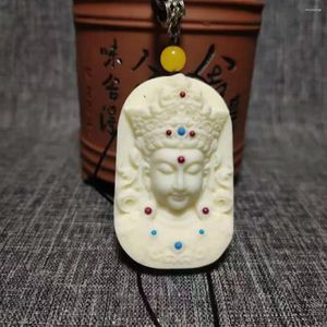 Charms Natural Ivory Fruit Hand Scarving Guanyin Bodhisattva Pendant Diy Bijoux Collier charme Car Place Ornements Artisanat Collectibles