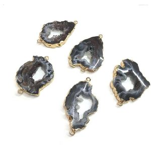 Breloques pierre naturelle connecteur noir Agates irrégulières pour la fabrication de bijoux collier à faire soi-même Bracelet accessoire