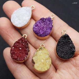 Breloques en pierre naturelle, pendentifs en cristal Druzy, pour la fabrication de bijoux, colliers, boucles d'oreilles, géode brute, tranche d'échantillon Drusy