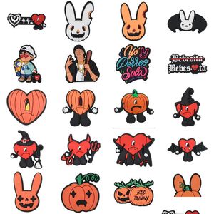 Charms Nuevo diseñador Bad Bunny Halloween Pvc Zueco Zapato para estilos de decoración Todo en stock Entrega directa Otwag