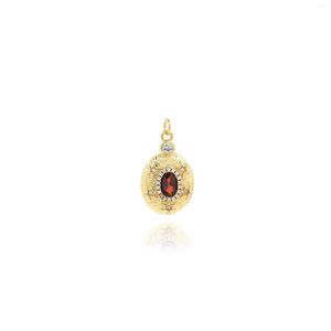Charmes ovale couleur pierre précieuse pendentif en or femmes fille bijoux accessoires Vintage Boho bracelet à bricoler soi-même collier fabrication