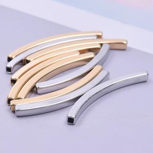 Breloques simplicité mixte tube uni avec trou breloque bracelets de cheville collier matériaux argent/or couleur pendentifs en acier inoxydable
