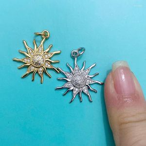 Charms Sun Pendant CZ Crystal Gold Color Silver Flower Colgantes para mujeres DIY Jewelry Making Findings Supplies Wholesale