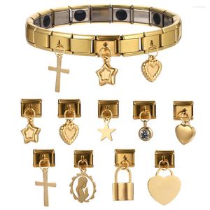 Charms Uring Stars Cross Heart Moon Crown Cz Charme italien Fit 9 mm Bracelet en acier inoxydable BIEUX DIY MAISONS Cadeaux d'anniversaire