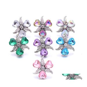 Breloques en gros cristal coeur argent couleur bouton pression femmes bijoux résultats strass 18mm métal boutons pression bricolage bracelet tissu Dhmd5