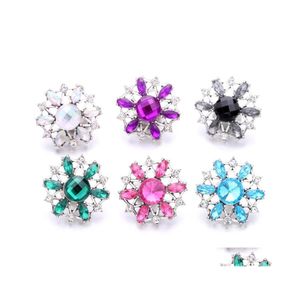 Charmes En Gros Cristal Sier Couleur Snap Bouton Femmes Bijoux Résultats Creux Strass 18Mm Métal Snaps Boutons Diy Bracelet Drop Dhktc