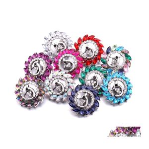 Charms Großhandel Druckknopf Schmuck Erkenntnisse Kristall Pfau breitet sich Schwanz Strass 18 mm Metall Druckknöpfe Knöpfe DIY Armband Juwelier Dh2Wv