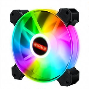 Almohadillas geniales para chasis, ventiladores emisores de luz, ventilador de refrigeración para ordenador de escritorio de 12cm, anillo RGB colorido de 4 pines y 3 pines silencioso