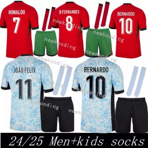 pas cher 2024 Euro Cup Portuguesa Portugal Soccer Jerseys Femmes hommes Kit Kit Socks 24 25 Équipe nationale Ronaldo B.Fernandes Joao Felix Fernandes Player Fan Football Shirt
