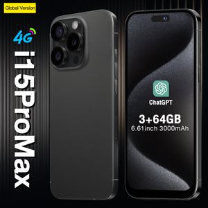 CHARATE 3G WCDMA I15 PRO MAX 5G Smart Phone 4GB+64GB ID de cara Android OS 6.7 pulgadas All Pantalla HD Android OS USB-C 3.0 Botón de acción GPS Wifi 20.0MP Cámara Smartphones 1TB