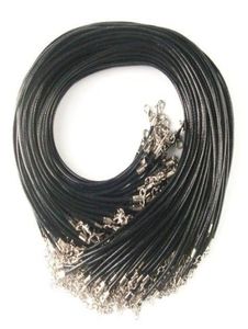 Collar de cuero encerado negro barato, cordón de cuentas, cuerda de 45cm, cadena extensora con cierre de langosta, componente de joyería DIY 8158843