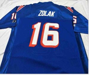 Barato Azul Hombres Blanco Scott Zolak 16 Equipo emitido 1990 Juego desgastado Retro College Jersey Tamaño S5xl o personalizado Cualquier nombre o número J5780670