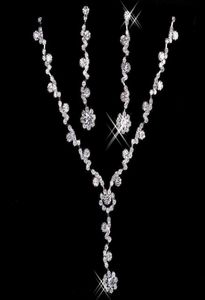 Ensemble de bijoux en cristal plaqué strass, alliage de charme, collier et boucles d'oreilles pour mariée, demoiselle d'honneur, bal de fin d'année, bon marché, 6335597