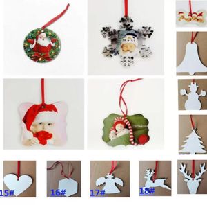 Sublimación en blanco MDF Redondo Squno Snow Ornaments Decorations Hot Transfering Impresión DIY En blanco Consumible Regalos de Navidad NUEVO GG1108