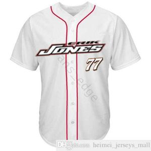 Barato BANDERA A CUADROS ERIK JONES 77 JERSEY DE BÉISBOL Rojo Blanco Hombres Jerseys cosidos Camisas Tamaño S-XXXL Envío rápido