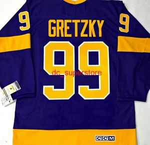 Pas cher personnalisé VINTAGE WAYNE GRETZKY LA KINGS HOME CROWN CCM HOCKEY JERSEY Point ajouter n'importe quel numéro nom HOMMES KID HOCKEY JERSEYS XS-5XL