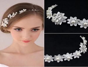 Fashion Crystal Pearl Flower Party ACCESSOIRES DE CHEVEUX BRIDAL BANDE BRIDAL TIARA Headwear Silver Pearls Crown Bridal Headba9196766