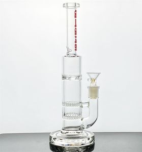 Cachimba pequeña dos panal a turbina Perc tubería de agua en línea tubo de vidrio conector de 14 mm Bong-295