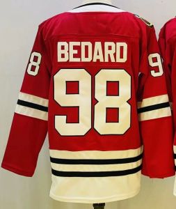 Maillots de hockey de vente chaude bon marché Conner Bedard 98 rouge blanc couleur S-XXXL cousu hommes Jersey