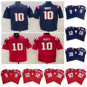 Cheap Matthew Judon 9 Jerseys de football Drake Maye 10 Tom Brady 12 Rhamondre Stevenson 38 Rob Gronkowski 87 Blue blanc rouge cousu