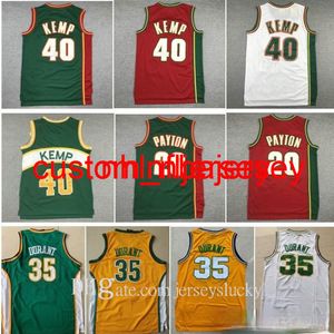 Hombres baratos Vintage Verde Blanco Rojo 20 The Glove Gary Payton Jersey 34 Ray Allen 40 Reign Man Shawn Kemp 11 Detlef Schrempf Todo cosido S-XXL