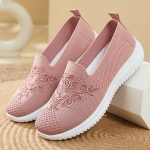 Pas cher maman été maille tricot baskets femmes respirant Mary Janes chaussures antidérapant dames décontracté infirmière bureau chaussures ballerines