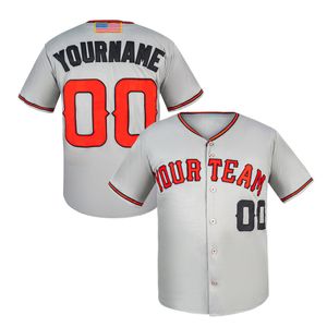Maillot de Baseball personnalisé gris/rouge, chemise boutonnée avec nom et numéro