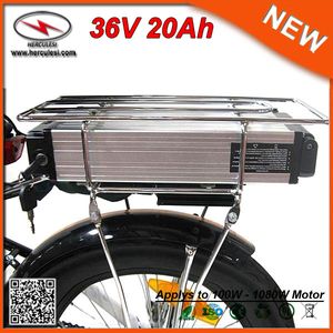 Precio barato 1000W 36V 20Ah Batería de litio Batería de rejilla trasera para bicicleta eléctrica Bicicleta usada 18650 celdas con 30A BMS + 2A Cargador