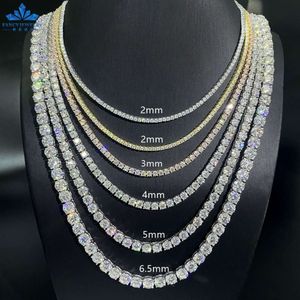 Collier classique pour hommes, prix bon marché, 2mm, 3mm, 4mm, 5mm, 6.5mm, argent 925, Moissanite blanche, chaînes, Bracelet de Tennis fin