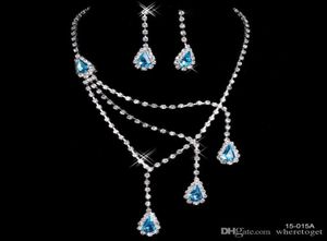 Pas cher vente Unique mariage demoiselles d'honneur strass collier boucles d'oreilles ensemble de bijoux bal en Stock 15015a8198848
