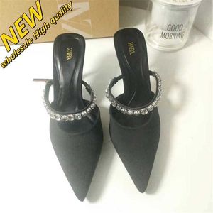 Magasin pas cher 90% de réduction en gros Za talons hauts pointus chaussures Muller classiques sangle avant avec chaîne sandales pour femmes dames