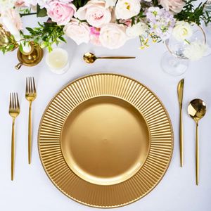 Placas de cargador de arrecife de oro de Pvc de plástico de mesa barata para boda juego de cena decorativo al por mayor a granel brillo plateado