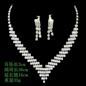 Conjuntos de joyería nupcial de boda baratos Pendientes para niñas Collar Cristales Fiesta de Navidad formal Accesorios de diamantes de imitación Venta superior 346a