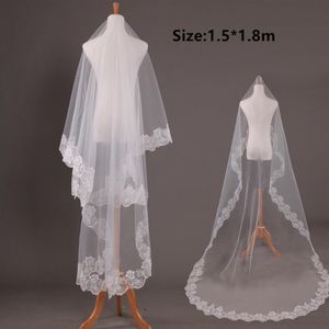 Voile de mariage pas cher en tulle doux avec bord appliqué 1 5 1 8 m voiles de mariée blanc ivoire accessoires de mariage voiles de mariage 2320