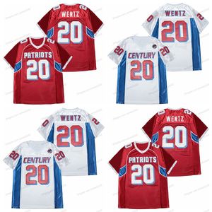 Cheap en gros Carson Wentz # 20 Century High School Football Jerseys Men's Ed Red White Taille S-3XL Jersey Livraison gratuite